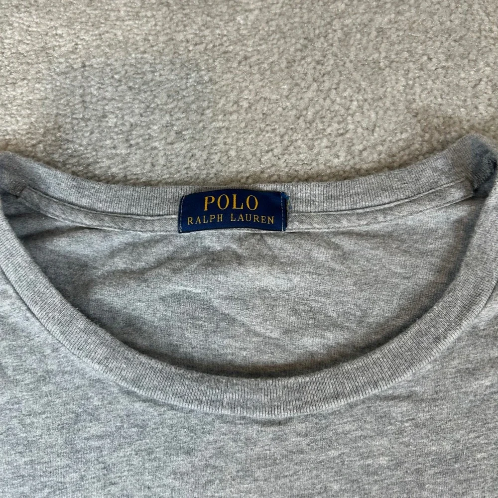 Polo Ralph Lauren Long Sleeve T-Shirt Mens 4XL Gray Multi-Color Spellout Logo